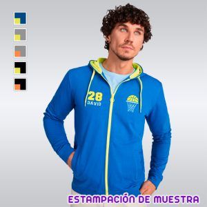 Sudadera con capucha y cremallera bicolor