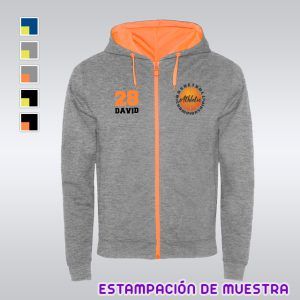 Sudadera con capucha y cremallera bicolor