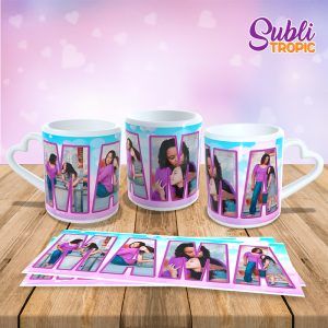 Taza de cerámica con asa corazón para mamás - personalizada