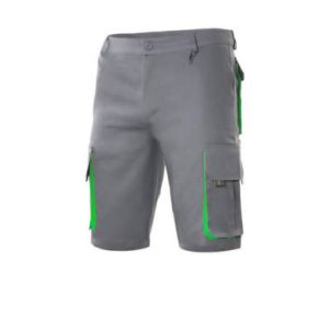 Pantalón corto multibolsillos gris/verde lima