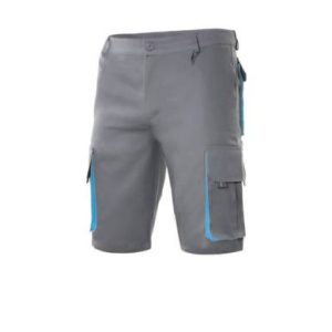 Pantalón corto multibolsillos gris/celeste