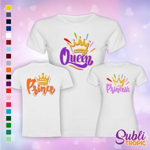 Camiseta madre e hijas Queen, princess, prince