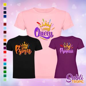 Camiseta madre e hijas Queen, princess, prince