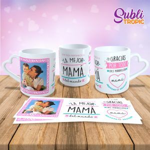 Taza con asa corazón para mamás - La mejor mama personalizada